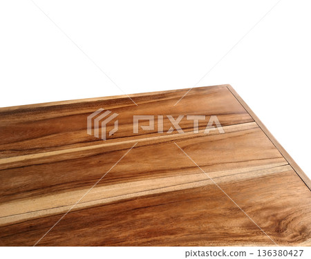 View of wood or wooden table top corner Isolated on white background View of wood or wooden table top corner Isolated on white background 136380427