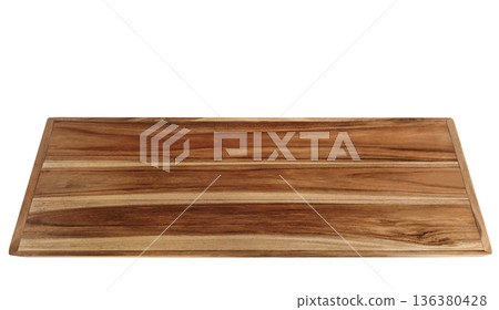 The top of the wooden table is separated from the white background, showcasing its natural texture. 136380428