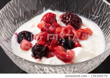 Yogurt with berries Yogurt with berries 136380579