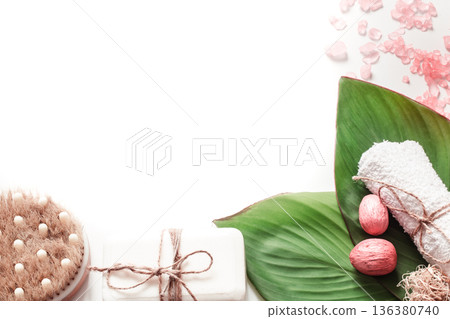 organic spa products on white background organic spa products on white background 136380740
