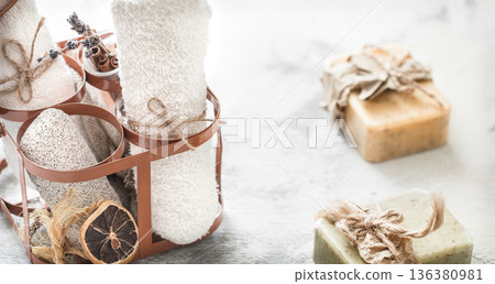 Spa composition with handmade soap 136380981