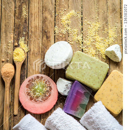 Spa still life on wooden background 136381072