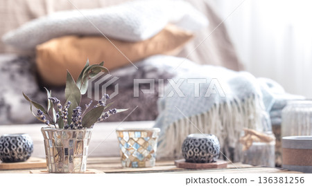 still life with home decor elements on the table still life with home decor elements on the table 136381256