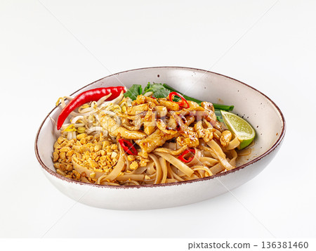 Noodle pad thai with chicken Noodle pad thai with chicken 136381460