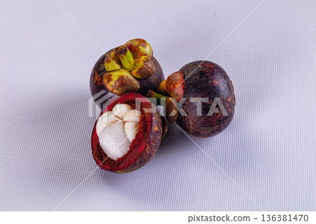 Sweet exotic juicy mangosteen fruit 136381470