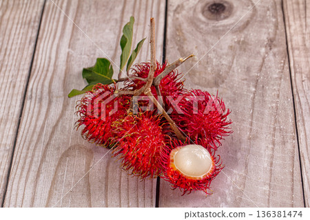 Sweet ripe juicy haired rambutan Sweet ripe juicy haired rambutan 136381474