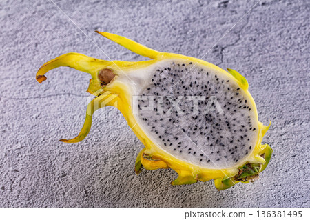 Ripe juicy sweet yellow dragon fruit 136381495