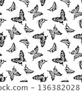 Black and white butterfly pattern on seamless. 136382028