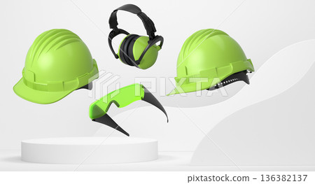Abstract scene or podium for product showcase on monochrome background. 136382137