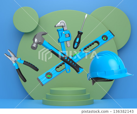 Abstract scene or podium for product showcase on monochrome background. Abstract scene or podium for product showcase on monochrome background. 136382143