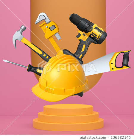 Abstract scene or podium for product showcase on monochrome background. Abstract scene or podium for product showcase on monochrome background. 136382145