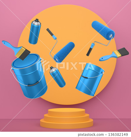 Abstract scene or podium for product showcase on monochrome background. Abstract scene or podium for product showcase on monochrome background. 136382149