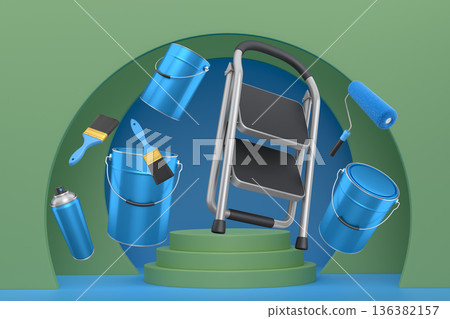 Abstract scene or podium for product showcase on monochrome background. Abstract scene or podium for product showcase on monochrome background. 136382157