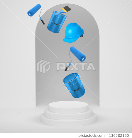 Abstract scene or podium for product showcase on monochrome background. Abstract scene or podium for product showcase on monochrome background. 136382160