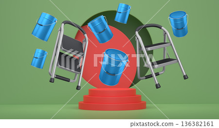 Abstract scene or podium for product showcase on monochrome background. 136382161