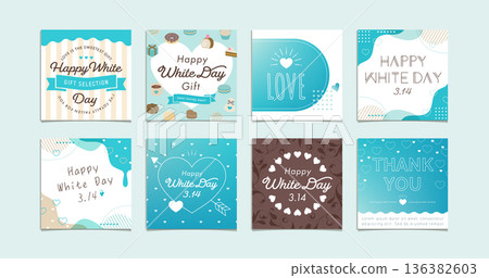 White Day Sale SNS, Social Media Post Banner Set (Square) White Day Sale SNS, Social Media Post Banner Set (Square) 136382603