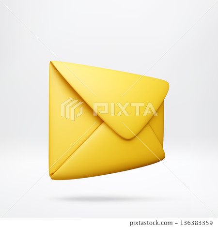 Yellow envelope with a shadow. 3d style Yellow envelope with a shadow. 3d style 136383359
