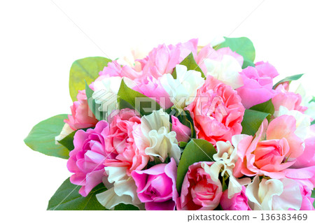 Spring bouquet with pink roses 136383469