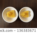 Boiled thread pumpkin in a white bowl 136383671
