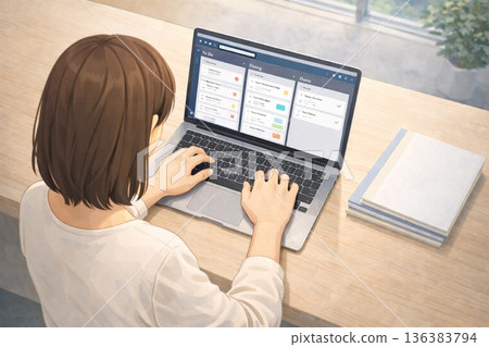 一位女性正在使用電腦 | 生成式人工智慧 一位女性正在使用電腦 | 生成式人工智慧 136383794