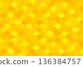 背景素材 黃色流行活動研討會 日式背景 波浪圓圈 圓形 青海波 幾何圖案 136384757