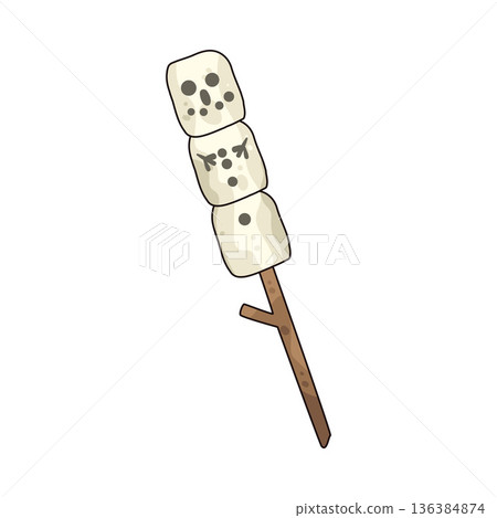 Illustration of marshmallow stick Illustration of marshmallow stick 136384874