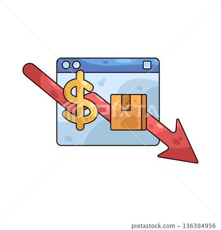 Illustration of Price drop Illustration of Price drop 136384956