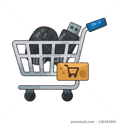 Illustration of shopping cart Illustration of shopping cart 136384963