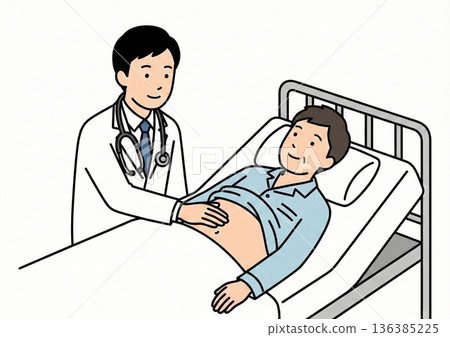 一位年輕的男醫生提供線上醫療服務 136385225