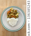 Thai Stir-Fried Squid with Curry Powder and Cute Bear Shaped Rice 136385243