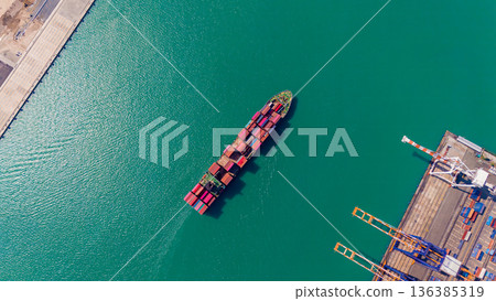 Industrial import-export port prepare to load containers. 136385319