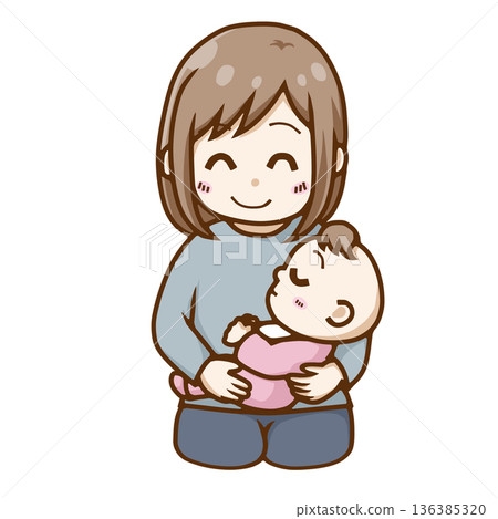 Smiling mother gently holding her baby (breastfeeding/putting to sleep) Smiling mother gently holding her baby (breastfeeding/putting to sleep) 136385320