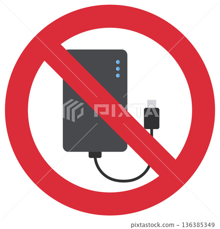 Mobile battery prohibition flat icon 136385349
