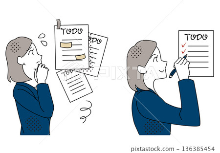 Illustration of a businesswoman who troubleshoots and completes tasks Illustration of a businesswoman who troubleshoots and completes tasks 136385454