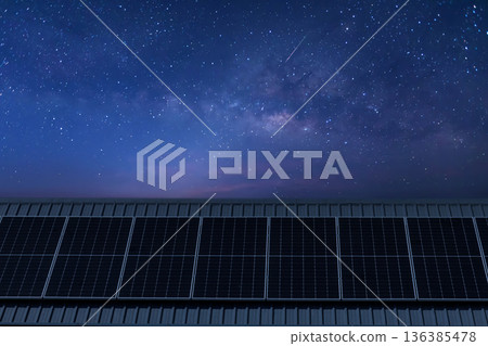 Solar power panels on the roof for green energy. Solar power panels on the roof for green energy. 136385478