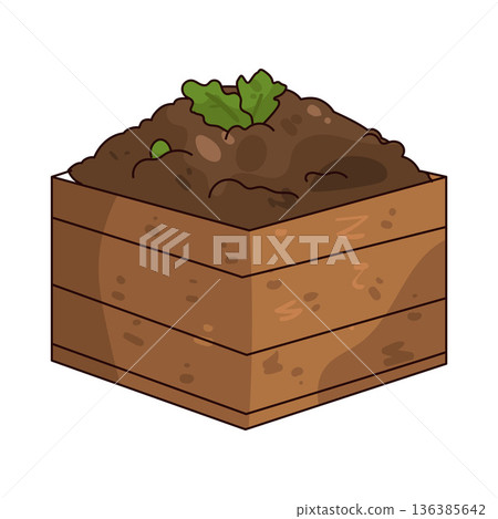 Illustration of compost bin 136385642