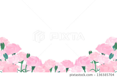 淺粉紅康乃馨背景透明邊框_底部_水平 136385704