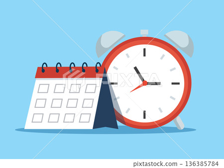 Alarm Clock Ringing with Calendar Planner vector illustration	 136385784