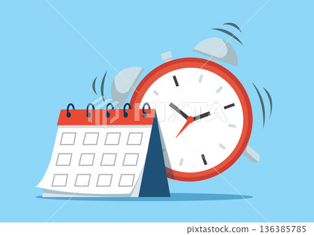 Alarm Clock Ringing with Calendar Planner vector illustration	 136385785