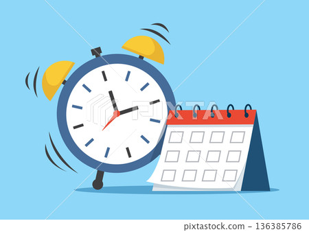 Alarm Clock Ringing with Calendar Planner vector illustration	 136385786