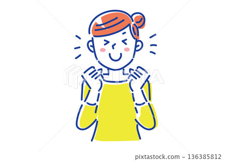 一幅描繪一位非常快樂的年輕女性的簡單插圖 136385812