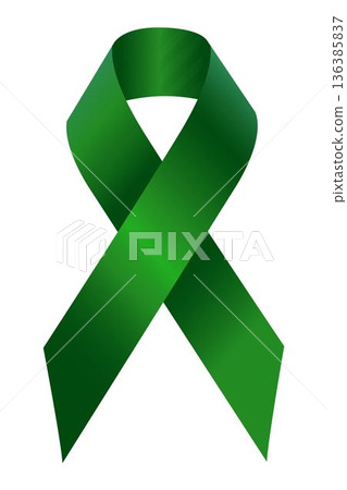Green ribbon awareness symbol. Green ribbon for people cancer. Awareness green cancer ribbon. Vector illustration. Green ribbon awareness symbol. Green ribbon for people cancer. Awareness green cancer ribbon. Vector illustration. 136385837