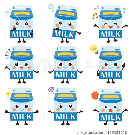 牛奶角色插入畫面部表情集 136385928