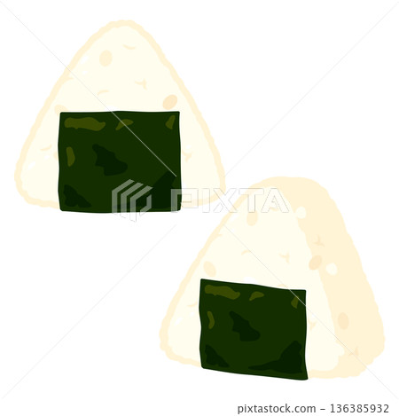 Seaweed rice ball illustration set Seaweed rice ball illustration set 136385932