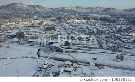 雪景_西高屋新月台_高見丘方向_鳥瞰圖 雪景_西高屋新月台_高見丘方向_鳥瞰圖 136386152