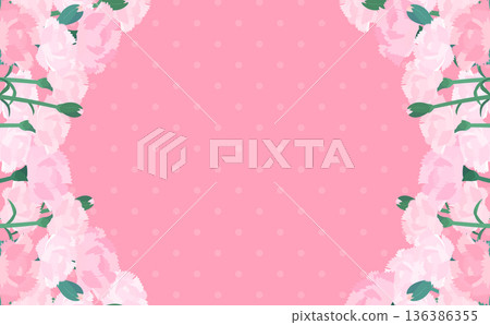 淺粉紅康乃馨背景框_左和右_水平 淺粉紅康乃馨背景框_左和右_水平 136386355
