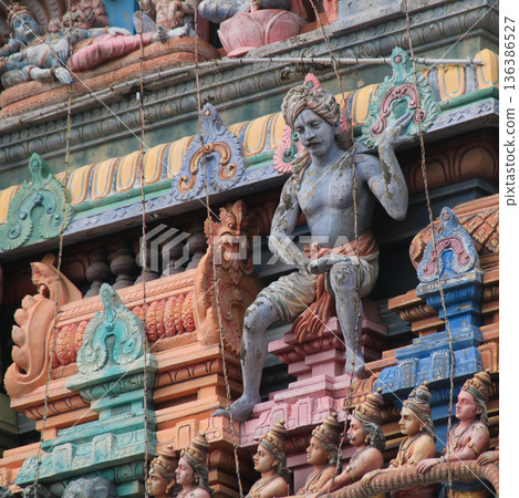 Sculpture of the Arulmigu Sri Parthasarathyswamy Temple, Chennai, India. Sculpture of the Arulmigu Sri Parthasarathyswamy Temple, Chennai, India. 136386527