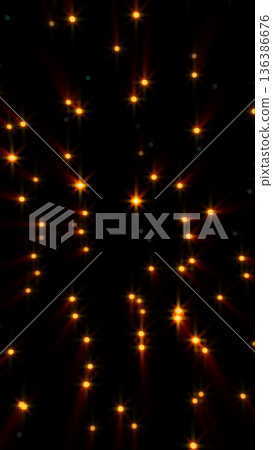 Glowing golden star-shaped lights forming a soft grid pattern on a black background Glowing golden star-shaped lights forming a soft grid pattern on a black background 136386676