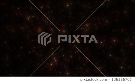 Dark cosmic field with subtle multicolored particles, creating a mysterious deep space atmosphere with minimal motion 136386705