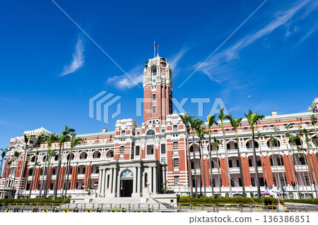 Building view of the Presidential Office Building in Taipei, Taiwan. This Baroque-style building is a symbol of the Government of Taiwan. 136386851